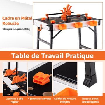 Costway Prenosna zložljiva delovna miza 84,5 cm z nosilnostjo 454 kg