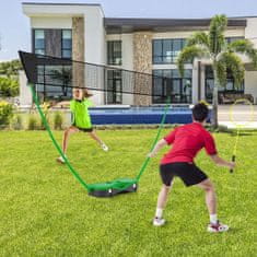 Costway Prenosni komplet za badminton z mrežo in shranjevalno podlago, zelena