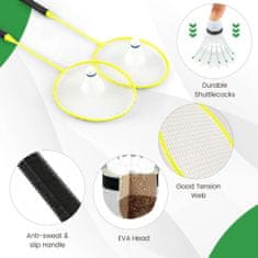 Costway Prenosni komplet za badminton z mrežo in shranjevalno podlago, zelena