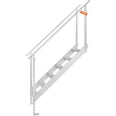 VEVOR Pristaniška lestev 6 stopenj Dvojni ročaji Nastavljiva višina 109.2-129.5 cm Aluminij