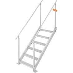 VEVOR Pristaniška lestev 6 stopenj Dvojni ročaji Nastavljiva višina 109.2-129.5 cm Aluminij