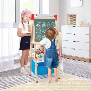 Costway 3-v-1 obojestranski nastavljiv otroški stojalo za risanje za otroke od 3 do 8 let
