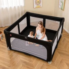 Costway Otroška ograja za igro 150x150 cm s 50 žogicami, 4 ročaji in zadrgo, črna