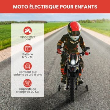 Costway Otroški električni motor 12V s podporna kolesa črn