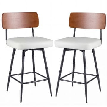 Costway Barstoli za pult 27 palcev, komplet 2, bela