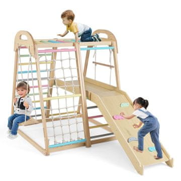 Costway 8-v-1 Jungle Gym Montessori plezalni komplet z drsalko, večbarven