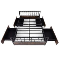 Costway Kovinska posteljna ograja z 2 predaloma 200x90 cm rjava
