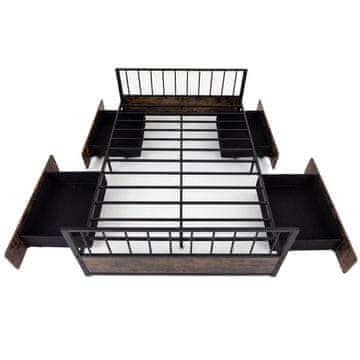 Costway Kovinska posteljna ograja z 2 predaloma 200x90 cm rjava