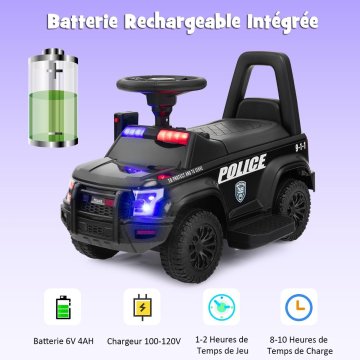 Costway Otroški policijski avto z 6 V baterijo 62x44x43 cm črne barve