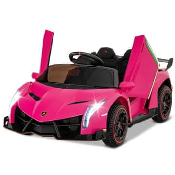 Costway Otroški električni avto Lamborghini model roza z daljinskim upravljalnikom LED žarometi, trobenta, glasba