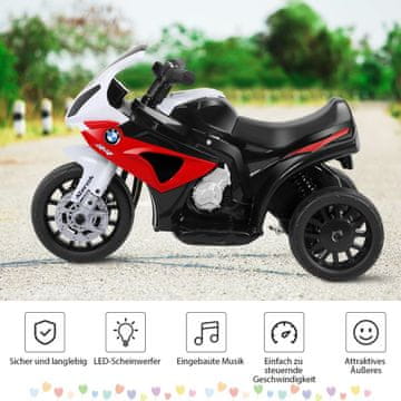 Costway Otroški motor z dodatnimi kolesi 6 V električni motor 66x37x44,5 cm rdeč