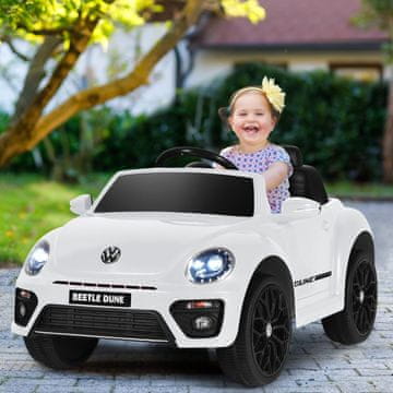 Costway Otroški VW Beetle avto z glasbo, 2 načina osvetlitve, 2,4G daljinski upravljalnik, bel