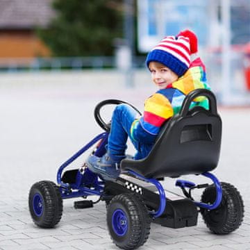 Costway Otroški gokart na pedala s 4 kolesi in nastavljivim sedežem, modra