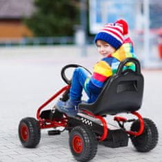 Costway Otroški štirikolesni pedalni gokart z nastavljivim sedežem, rdeč