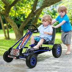 Costway Otroški poganjalec pedalni gokart dirkalnik 4 kolesa modra