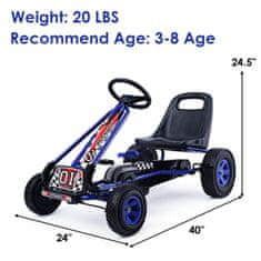 Costway Otroški poganjalec pedalni gokart dirkalnik 4 kolesa modra