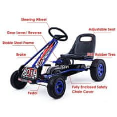 Costway Otroški poganjalec pedalni gokart dirkalnik 4 kolesa modra