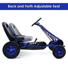 Costway Otroški poganjalec pedalni gokart dirkalnik 4 kolesa modra