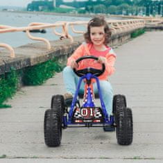 Costway Otroški gokart na pedala s 4 kolesi in nastavljivim sedežem, modra