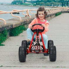 Costway Otroški štirikolesni pedalni gokart z nastavljivim sedežem, rdeč