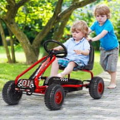 Costway Otroški štirikolesni pedalni gokart z nastavljivim sedežem, rdeč