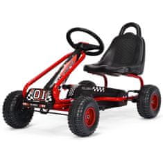 Costway Otroški štirikolesni pedalni gokart z nastavljivim sedežem, rdeč