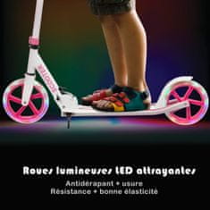 Costway Trotinet z 2 velikima kolesoma in LED lučmi, roza