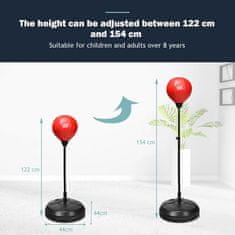 Costway Komplet Speed Ball Reflex vreča nastavljive višine 122-154 cm s stojalom in rokavicami