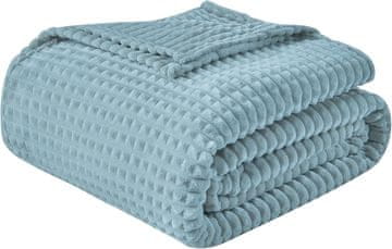 emme Dvostranska flis odeja Premium 3D učinek, modro-zelena, 200x230 cm, mikrovlakna Oeko-Tex, 280 g/m², Sherpa flis in flanela, za dnevno sobo, spalnico, potovanja