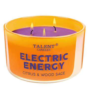 Dišeča sveča Talent Candles ENJOY Citrus Žajbelj, 3 stenji, sojin vosek, 449 g, do 32 ur gorenja, ročno ulita, aromaterapija, dekoracija, darilo, stekleni kozarec
