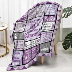Darilna odeja za rojstni dan, mehka in prijetna, elegantna vijolična, 132 x 157 cm, visokokakovostna tkanina, pralna v stroju, proti mečkanju, idealna za vse letne čase in potovanja