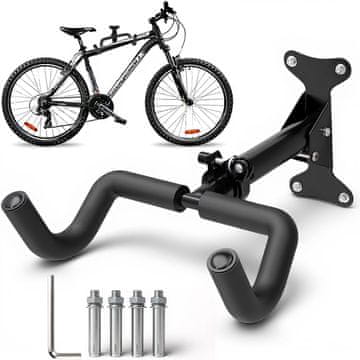 Stenski nosilec za kolo, zložljiv, nastavljiv, nosilnost 30 kg, razdalja 26-35 cm, jeklo, za MTB, cestna, e-kolesa, 360° vrtenje, TÜV certifikat, prihranek prostora