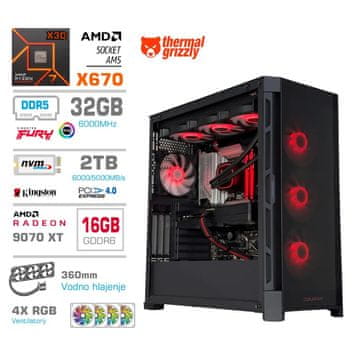 MEGA TWR S11 računalnik, AMD Ryzen 7-7800X3D, 32GB, SSD2TB, RX9070 XT, FreeDOS