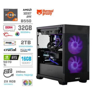 MEGA MT S7X računalnik, AMD Ryzen 9-5950X, 32GB, SSD2TB, RTX5070Ti, FreeDOS