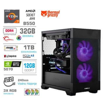 MEGA MT S7X računalnik, AMD Ryzen 7-5700X, 32GB, SSD1TB, RTX5070, FreeDOS