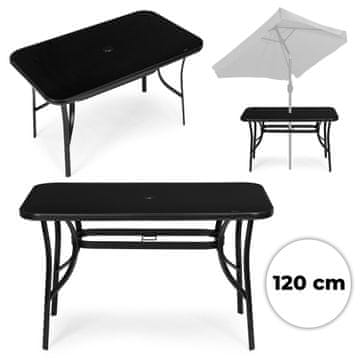 Northix Vrtna miza 120x70 cm kaljeno steklo odprtina za senčnik