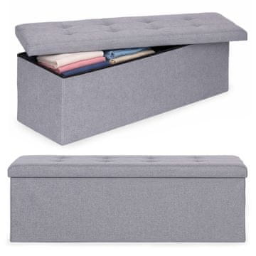 Northix Tabure za shranjevanje z oblazinjenim sedežem 111x38 cm svetlo siva