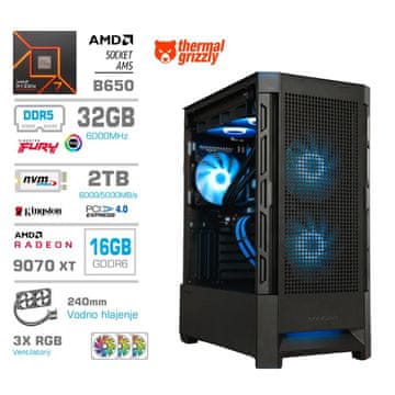 MEGA MT S8 računalnik, AMD Ryzen 7-7700X, 32GB, SSD2TB, RX9070 XT, FreeDOS