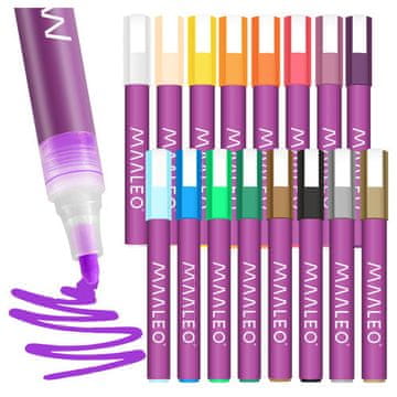 Northix Komplet akrilnih markerjev, 16 barv, vodoodpornih, 8 ml