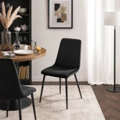 BE IBIS Oblazinjen jedilni stol Črn žamet Modern Loft