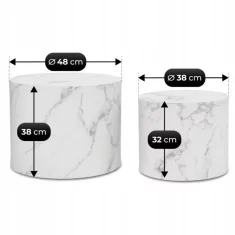 BE LEILA Klubska mizica 38 cm/48 cm Bel marmor Modern Glamour