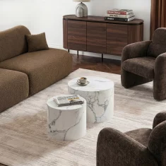 BE LEILA Klubska mizica 38 cm/48 cm Bel marmor Modern Glamour