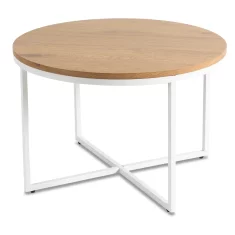 BE HANTEL Klubska mizica 70 cm zlati hrast/bela skandinavska