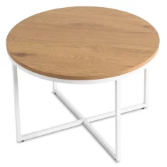 BE HANTEL Klubska mizica 70 cm zlati hrast/bela skandinavska