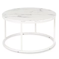 BE AGNES MAX Klubska mizica 80 cm Bela marmorna moderna