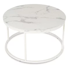 BE AGNES MAX Klubska mizica 80 cm Bela marmorna moderna