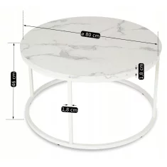 BE AGNES MAX Klubska mizica 80 cm Bela marmorna moderna