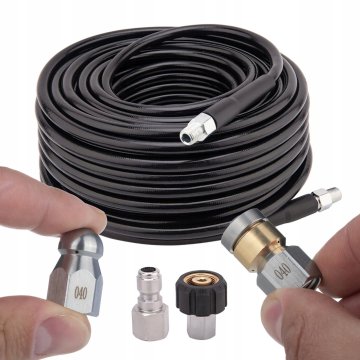 Rosfix HydroClean DuoJet 15M - cev za čiščenje cevi 1/4" 155 barov s standardno in vrtljivo šobo ter 2 priključkoma M22 + 1/4" NPT | maks. 529 barov | 60 °C