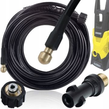 Rosfix HydroClean ProFlex 15M - cev za čiščenje cevi 1/4" 155 barov z medeninasto šobo in bajonetnim adapterjem Kärcher | priključki M22 x 1,5 (14/15 mm) | maks. 529 barov |