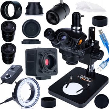 Rosfix Trinokularni mikroskop 7-45x + Barlow 0,5x + 5MP USB kamera + LED 56 | Elektronika | SMT | GSM storitev | Digitalna dokumentacija | C-Mount